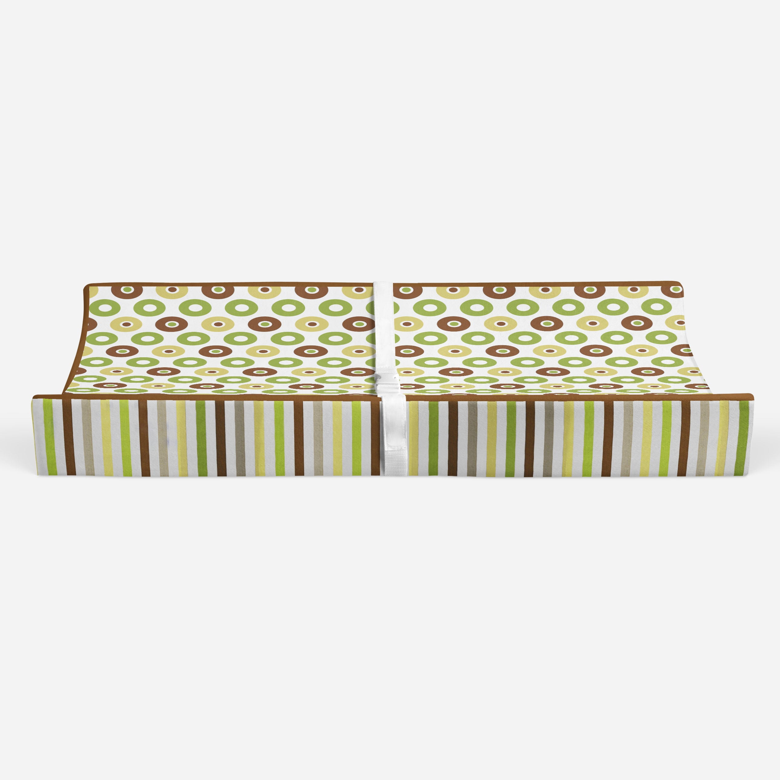 Bacati - Mod Dots/Stripes Green/Yellow/Beige/Brown Neutral Quilted Changing Pad Cover
