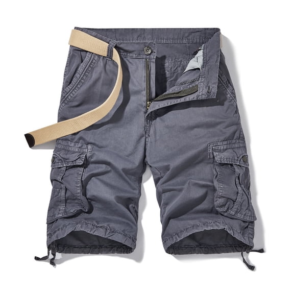 Mens Cargo Shorts Cotton Button Front Pleated Casual Shorts with Multi Pockets Comfort for Outdoor Hiking Walking Travel Shorts