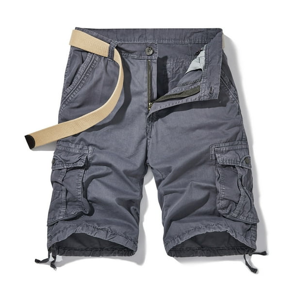 pstuiky Pantalones cortos casuales para hombre, Pantalones cortos cargo para hombre, para correr, con múltiples bolsillos, cintura elástica, de algodón, para senderismo.