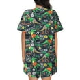 thumbnail image 3 of Picia Dinosaur Plays Soccer Pajamas Sets for Women Soft Short-Sleeved Pjs with Lounge Shorts Two Piece Sleepwear-, 3 of 9