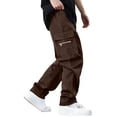 thumbnail image 4 of Havenre Men's Casual Cargo Pants Lightweight Workout Joggers Stretch Sweatpants Hiking Drawstring Athletic Sweat Pants with Multi Pockets Coffee XXL, 4 of 9