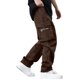 thumbnail image 4 of Ceisia Men's Solid Color Loose Cargo Pants with Multi Pockets & Drawstring Waist Coffee L Gifts, 4 of 9