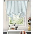 thumbnail image 3 of Bluish Green Stripes Tie Up Curtains for Kitchen Bathroom Bedroom Windows 63 Inch Length, Geometric Vertical Linens Modern Minimalism Balloon Drape Curtains Shade Rod Pocket Curtain Panel, 52"x45", 3 of 7