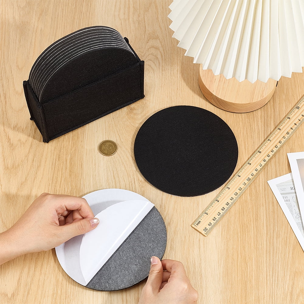20pcs Felt Mats with Adhesive Back Flat Round Black 150x4mm DIY