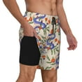 thumbnail image 2 of Naloa Snake Print Men Swim Trunks with Compression Liner ,Board Shorts,Men's Swim Shorts with Drawstring and Elastic Waistband-X-Large, 2 of 6