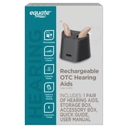 Equate Rechargeable Over-the-Counter Hearing Aids, Noise Reduction, Behind the Ear, 1 Pair