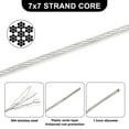 thumbnail image 4 of Cable de acero inoxidable 304 de 100 m (328 pies) de largo, calibre 1,6 mm (1/16"), con 50 abrazaderas rectangulares de aluminio para decoración de fiestas. Ideal para tender la ropa., 4 of 9