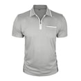 thumbnail image 5 of Curuila Mens T Shirt Classic Short Sleeve Pocket Lapel Zipper Solid Color Comfortable Fashion Tops Light Gray Size 3Xl, 5 of 6