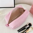 thumbnail image 5 of Partheme Striped Makeup Bag for Women Travel Cosmetic Bag Large Preppy Makeup Bags Cute Floral Toiletry Organizer Gifts for Skincare Brushes Beauty Accessories, Hot Pink, 5 of 7