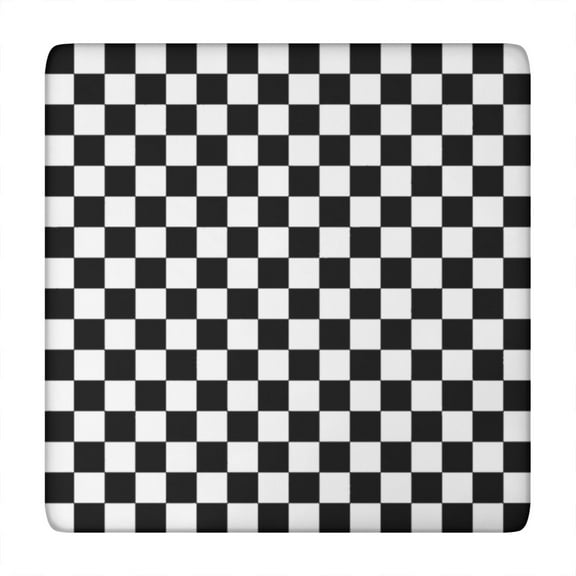 Black and White Checkered Pattern Square Fitted Tablecloth with Elastic Edge,Square Table Cover,Washable Elastic Table Cover for Home Kitchen Party Decor 34"x34"