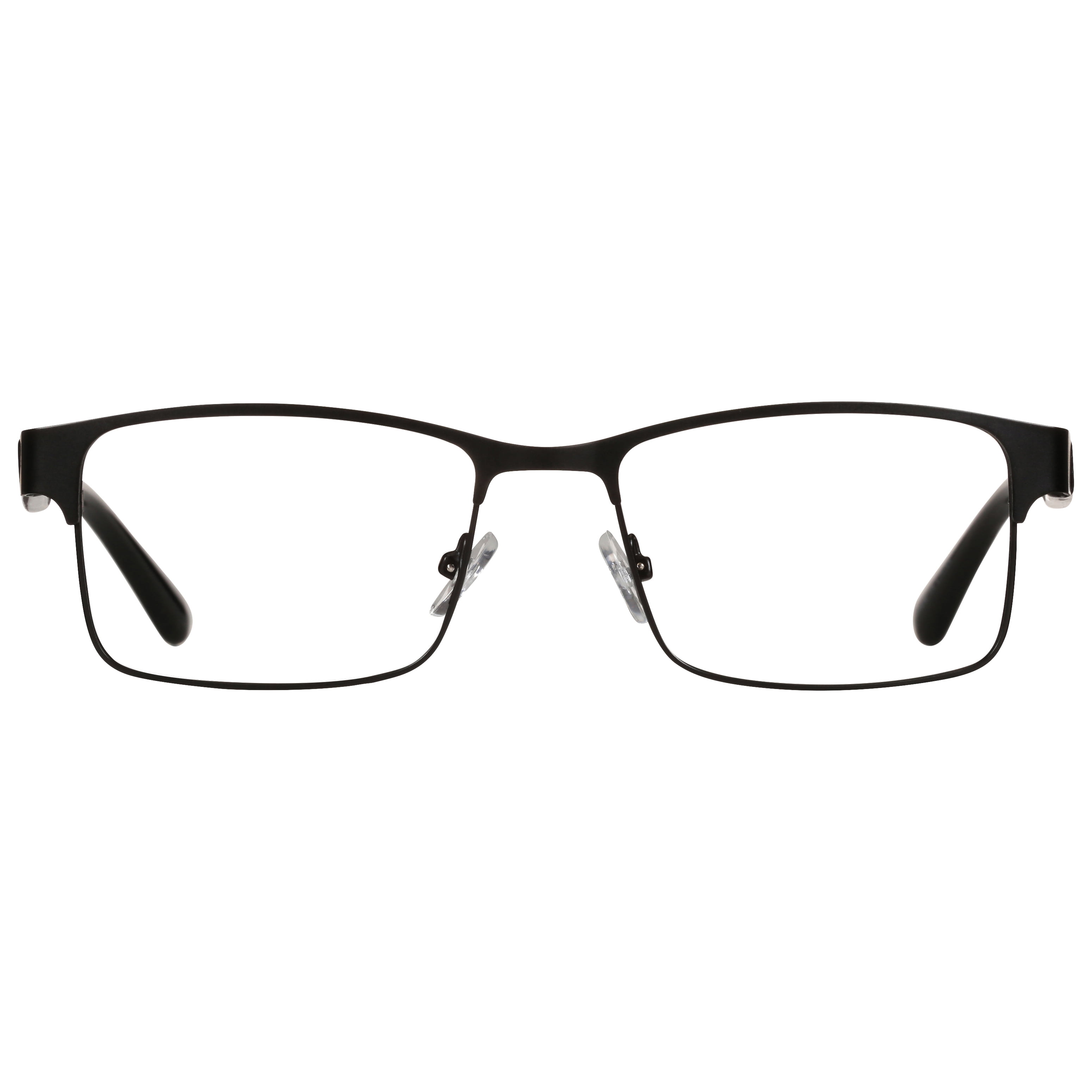 (2 pack) M+ Mens Rectangular Flat Metal Reading Glasses 3.25 Ash in Classic Matte Black