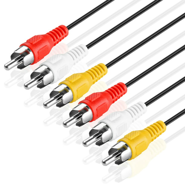 sección Hola S t 3 RCA Cable (15 FT) - 3RCA AV RCA Composite Video + 2RCA Stereo Audio M/M  Male to Male Dual Shielded RCA Connector Plug Jack Wire Cord - Walmart.com
