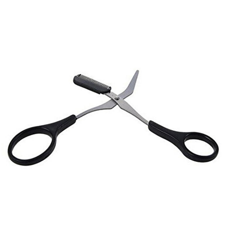 Professional Precision Trimmer Eyebrow Scissors Remover Beauty Tool with  Comb and Non Slip Finger Grips Black Silver Tone for Men