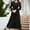 001 Black, variant on Womens Swiss Dot Boho Button Maxi Dress Long Sleeve Crew Neck Ruffle Hem Flowy Beach Party Long Cocktail Dresses