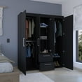 thumbnail image 3 of Shunda K Wardrobe, Deluxe Armoire with Multiple Storage Options and Metal Accents, Black, 3 of 5