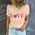 thumbnail image 5 of BLTIBY Valentine's Day Sweatshirts for Women Spring Summer Short Sleeve Crewneck Funny Love Heart Graphic Valentines Shirts Valentines Fashion Casual Pullover Tops Khaki L, 5 of 5