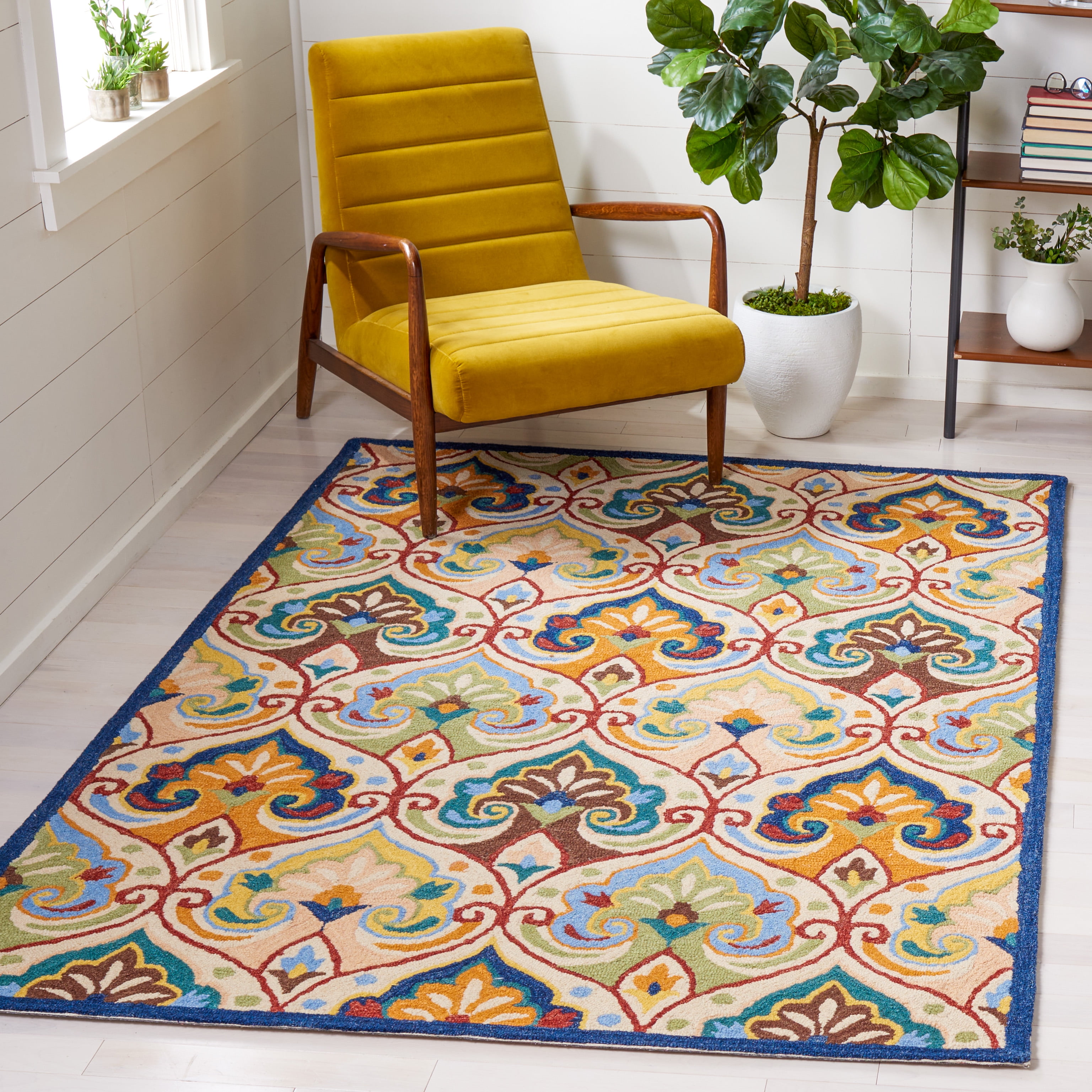 SAFAVIEH Metro Jaymz Medallion Area Rug, Beige/Blue, 4' x 6'