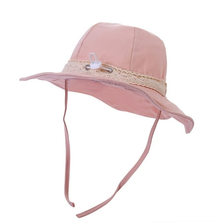 

YWDJ Toddler Kid Summer Sun Hat Solid Color Outdoor Kids UV-proof Fisherman Hat Pink 52