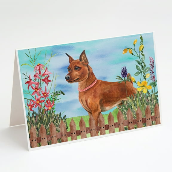 Miniature Pinscher Spring Greeting Cards and Envelopes Pack of 8