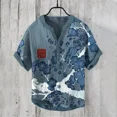thumbnail image 1 of Chemise d'Été pour Hommes à Impression 3D style Chinois Fleur de Prunier Décontractée à Manches Courtes QZX, 1 of 7