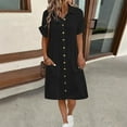 thumbnail image 2 of Women Button Down Shirt Dress Summer Short Sleeve Collared Dresses Casual Loose Midi Dress with Pockets, 2 of 7