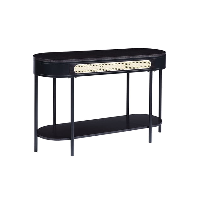 ACME Table de Canapé Ovale en Bois avec Étagère Inférieure en Noir