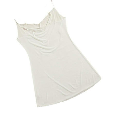 

Sexy Plain Spaghetti Strap null White Sleeveless Plus Size Nightgowns & Sleepshirts M