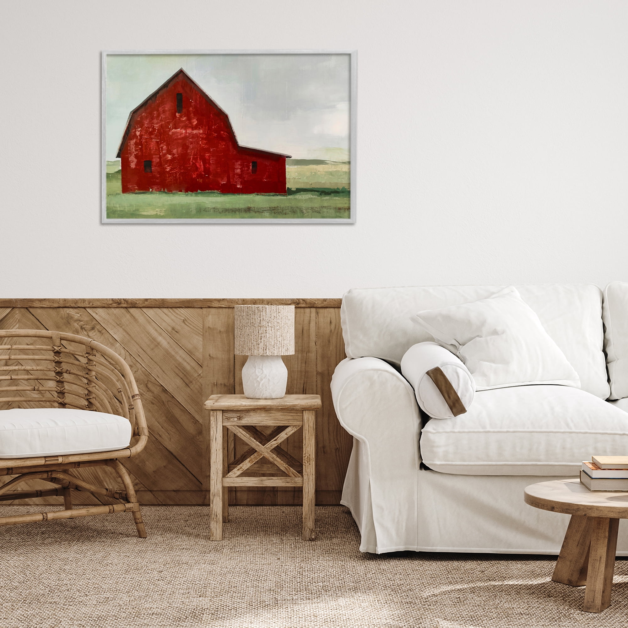Stupell Industries Red Weathered & Wise Barn Gray Framed Giclee Art, design by Max Maxx