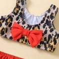 thumbnail image 7 of REDARER Toddler Girls Leopard Print Two Piece Swimsuit with Red Ruffled Skirted Bottoms for Summer Beach Wear,3-4 Years, 7 of 7