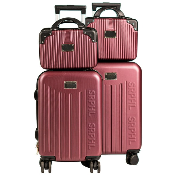 Set de 4 Maletas de Viaje Rígidas 20 y 18 Pulgadas con 2 Neceseres de 11 Pulgadas Equipaje Ligero con Ruedas 360 y Candado TSA Seraphiel