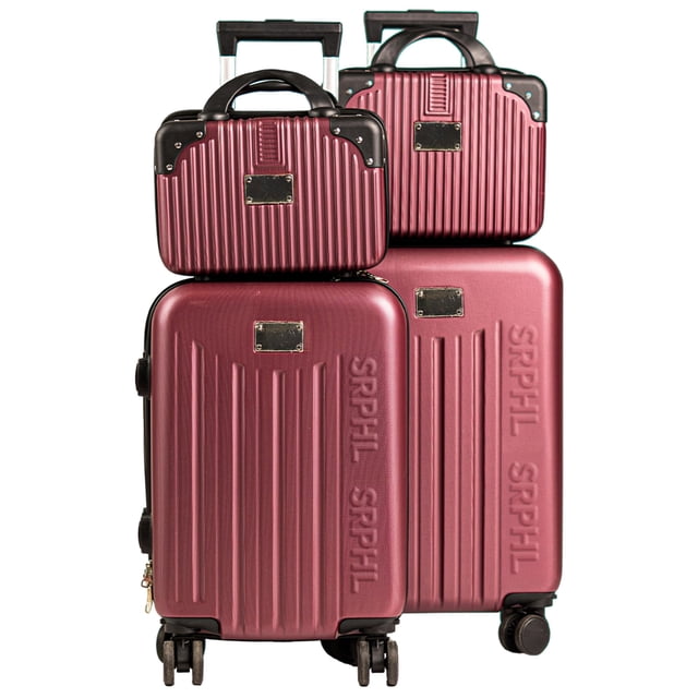 Set de 4 Maletas de Viaje Rígidas 20 y 18 Pulgadas con 2 Neceseres de 11 Pulgadas Equipaje Ligero con Ruedas 360 y Candado TSA Seraphiel