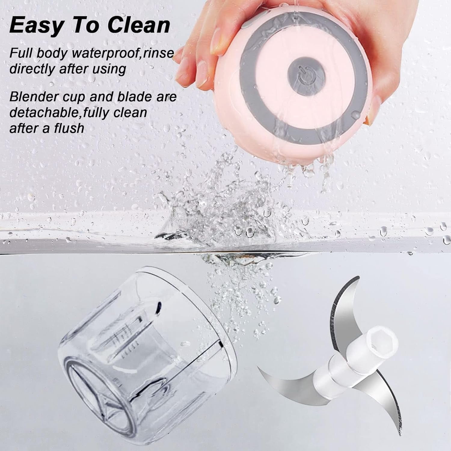 Woveruco 250ML Electric Garlic Chopper,Mini Portable Veggie Chopper, Garlic Grinder Masher Onion Chopper,Blender to Vegetable, Wireless Food Processor for Ginger, Chili, Fruit, Meat, etc-250ml Pink