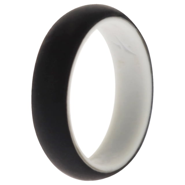 Anillo de Boda de Silicona de 2 Capas - Blanco-Negro de ROQ para Mujer - Anillo de 7 mm