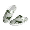thumbnail image 2 of Daiia green plaid Moose tree Print Women’s Fuzzy Slippers Memory Foam Lightweight House Shoes Cozy Loafer Flannel House Shoes-44/45, 2 of 7