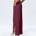 thumbnail image 4 of Babcutegg Linen Pants for Women Soild Color High Waist Cotton Linen Casual Fashion Straight Leg Womens Summer Clothes Wine Size L, 4 of 8
