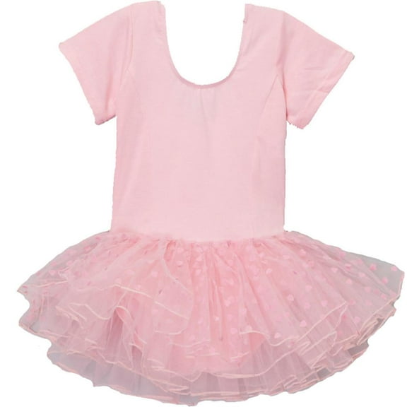 Wenchoice Girl's Pink Heart Short-Sleeve Ballet Dress S(1T-2T)