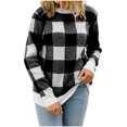 thumbnail image 1 of erdimoy Hauts d'Automne pour Femmes Chandail à Col Rond Mode Automne et Hiver Manches Longues à Carreaux Imprimé Confortable Hauts Amples Style Simple Cardigan Chandail, 1 of 8