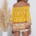 thumbnail image 4 of Dyegold Summer Tops for Women 2023 Trendy, Summer Boho Tops for Women Bohemian Floral Print T-Shirts Bell Sleeve Off Shoulder Blouse Dressy Casual Cute ​Tunics, 4 of 7