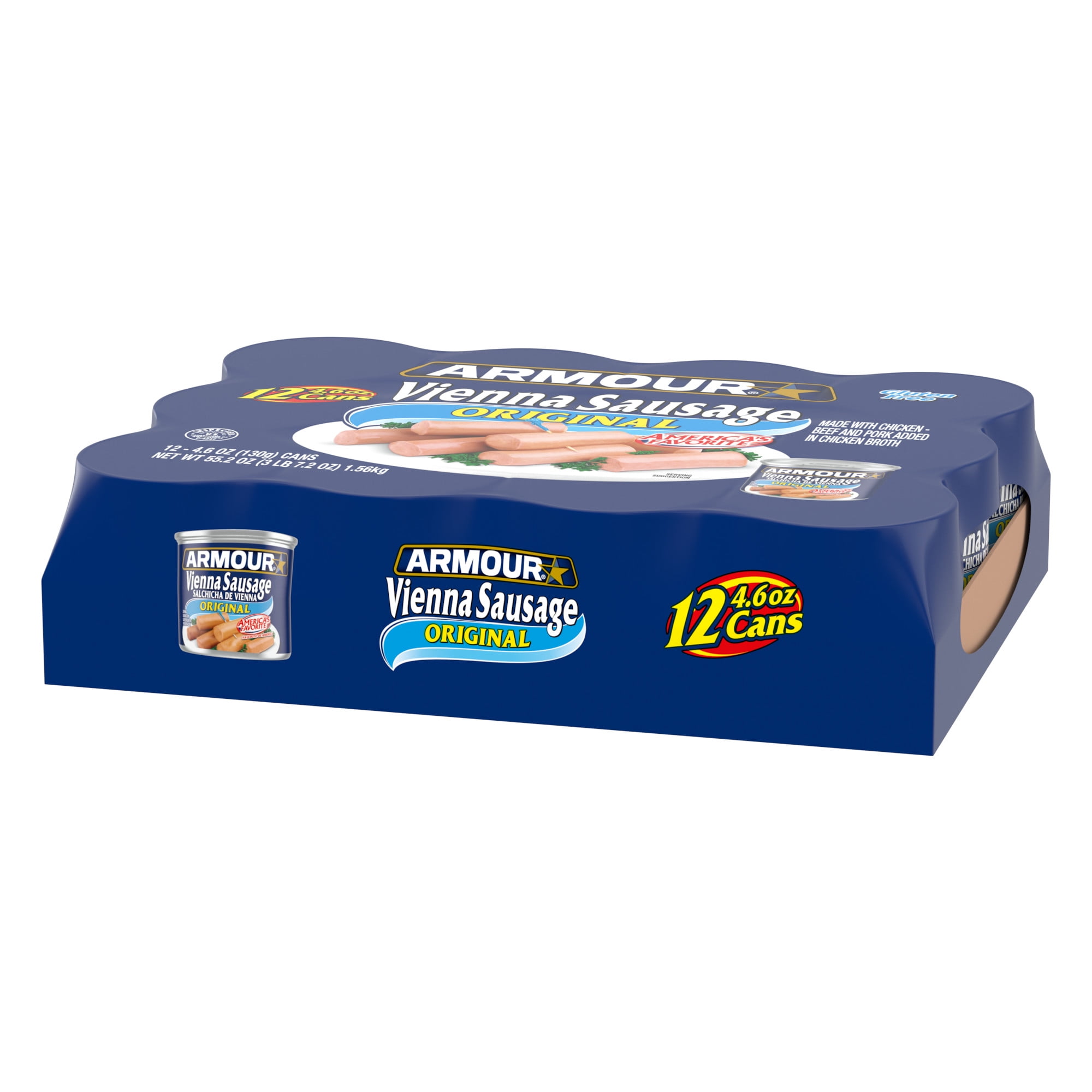 (3 pack) Armour Original Vienna Sausage, Original, 12g Protein Per Serving,  4.6 oz Can (Pack of 12)