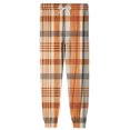thumbnail image 6 of Wutalume Men's Drawstring Pocket Cuffed Casual Pants with Checkered Print, Comfortable Home Sleep Pants for Everyday Wear and Relaxation,Orange XL, 6 of 7