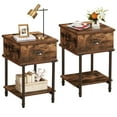 thumbnail image 1 of VECELO Set of 2 Wooden Nightstand with Drawer and Shelf, Side End Table for Living Room/Bedroom, Brown, 1 of 8