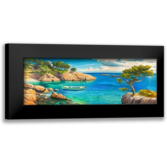 Galasso, Adriano 14x7 Black Modern Framed Museum Art Print Titled - Verde Mediterraneo