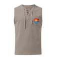 thumbnail image 3 of Camisetas de Verano para Hombre, Corbata Casual de Color Sólido sin Mangas Cuello Redondo Camiseta de Camiseta Hecha de 60% Algodón 40% Lino, Bajo Camisetas para Hombres, 3 of 3
