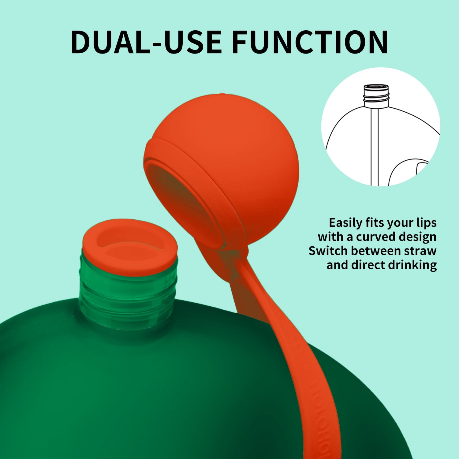 HOLOHOLO 41oz Leak-Proof Water Bottle with Straw & Carrying Strap Ideal for Sports Travel Aurora Green