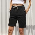 thumbnail image 6 of 2025 Clearance! 50% Off Clear! asdoklhq Plus Size Pants for Women,Summer Motion Elastic Waist Solid Color Frenulum Casual Straight Shorts, 6 of 9