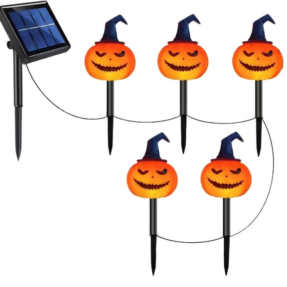 Naiovety Luces solares para camino de calabaza de Halloween, lámpara solar, decoraciones para fiestas, Olantern, decoración duradera para Kits de decoración para fiestas dos