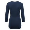 thumbnail image 2 of Made by Johnny Women's Deep V-Neck 3/4 Sleeve Slim Fitted T-Shirt Casual Cross Surplice Wrap Tops L NAVY, 2 of 6