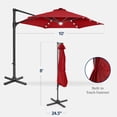 thumbnail image 3 of Best Choice Products 10ft 360 Rotating Cantilever Offset Hanging Market Patio Umbrella w/ Solar Lights - Red, 3 of 9