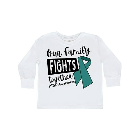 

Inktastic Our Family Fights Together PTSD Awareness Teal Ribbon Gift Toddler Boy or Toddler Girl Long Sleeve T-Shirt