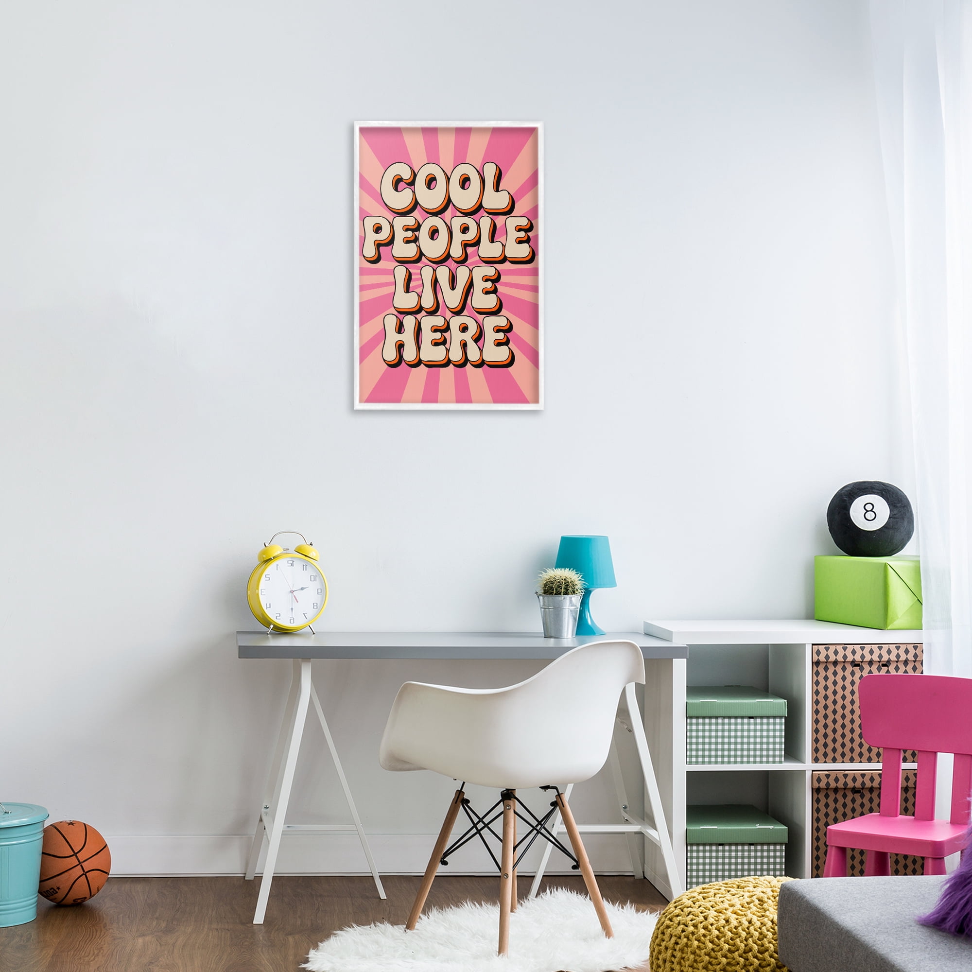 Stupell Industries Groovy Cool People Live Here White Framed Giclee Art, design by Andreas Magnusson